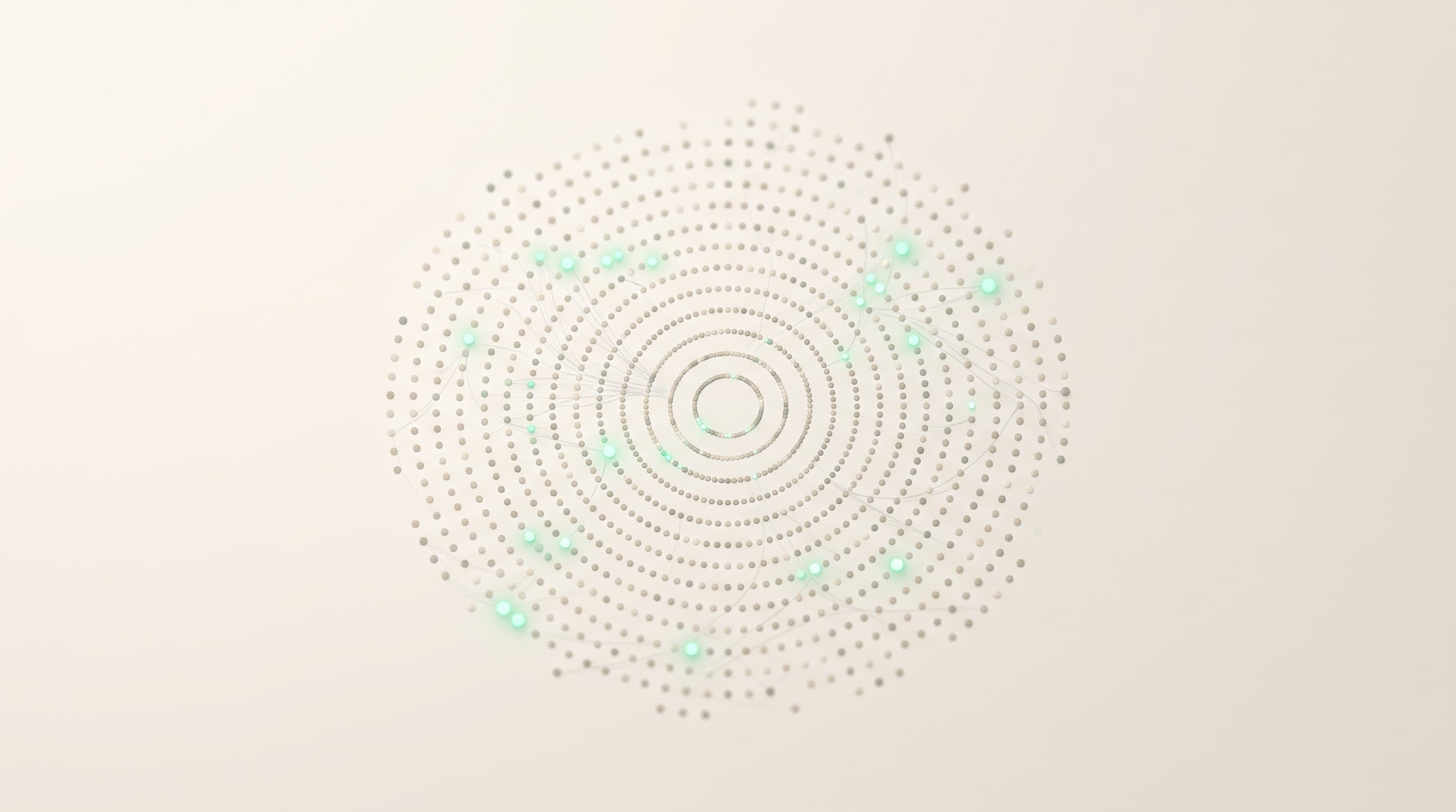 An abstract visualization of a high-plex protein panel, hundreds of markers with a few highlighted